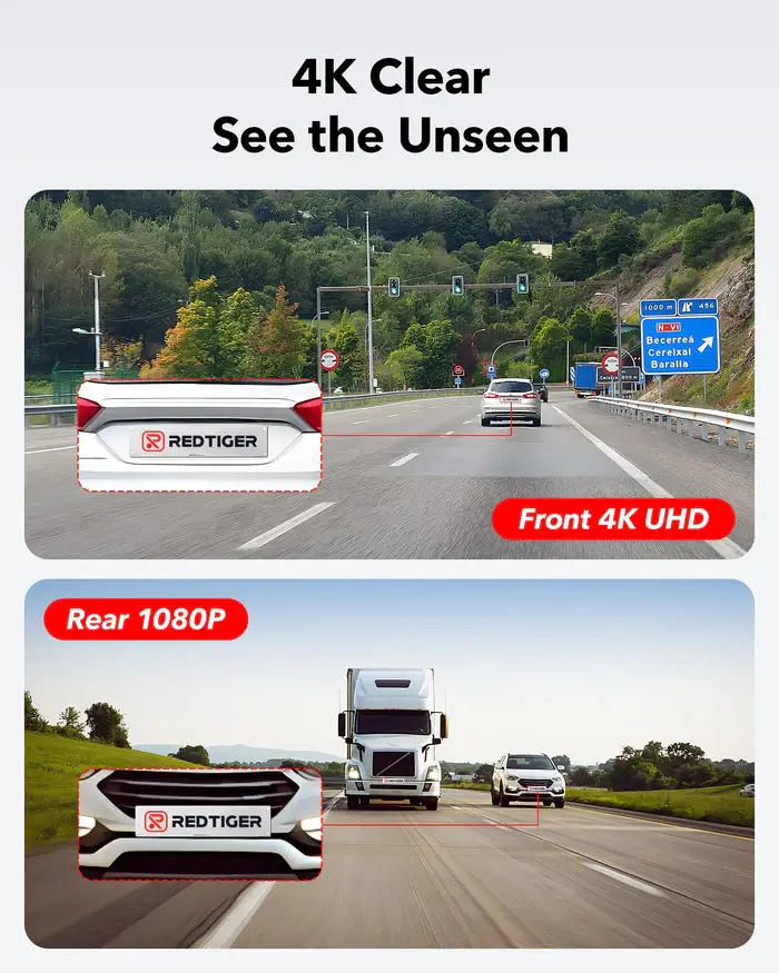 REDTIGER Dash Cam for Cars, 4K/2.5K Full HD Car Camera Dash Cam, 3.16” IPS Screen Dash Cam, Dashcam Built-in Wi-Fi GPS, Night Vision, Loop Recording, Vehicle, Parking Mode, Free 32GB Card - Image 4