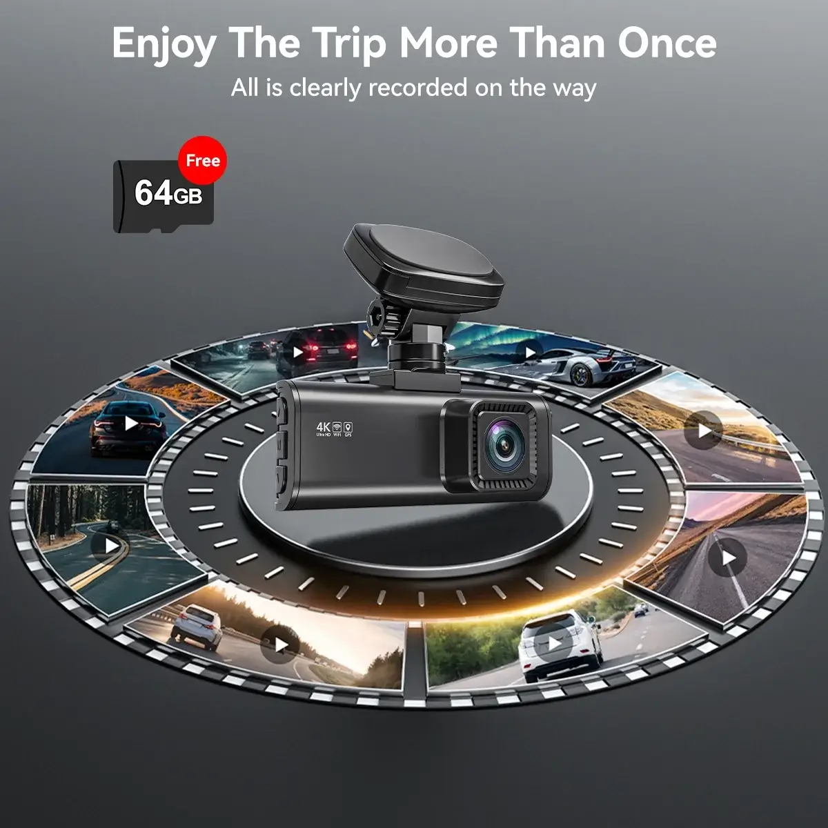 REDTIGER 4K Front and Rear Dash Cam, STARVIS 2 Sensor, 4K/2.5K+1080P Dual Dash Dam, Built-in WiFi & GPS, 3.18-inch IPS Screen, 170° Wide Angle, Parking Mode, 64GB card - Image 6