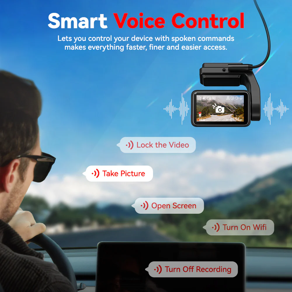 Redtiger A4 4K+1080P Voice Control 5.8GHz WIFI Dash Cam - Image 6