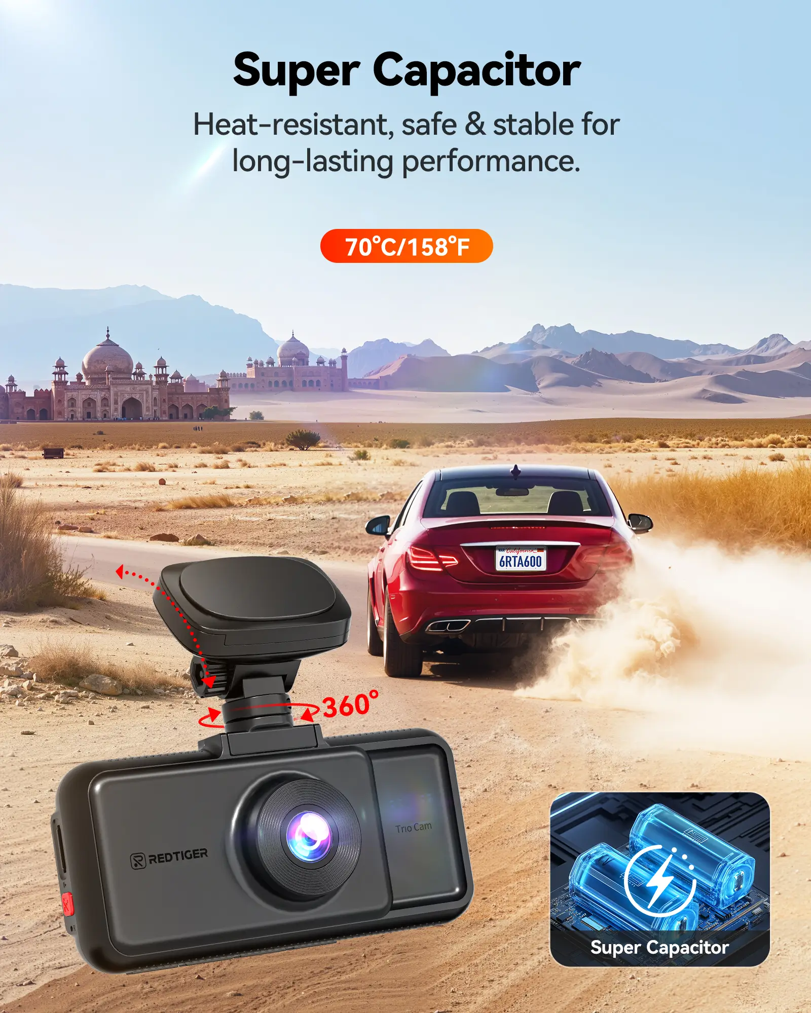 REDTIGER A6 Dash Cam Front and Rear, 4K/2.5K+1080P 5.8G WiFi & GPS dashcam, 3 Channel dash Cam with 64GB Card, 2.5K+1080P+1080P Dash Camera for Car, Super Night Vision, Loop Recording, Parking Mode - Image 8