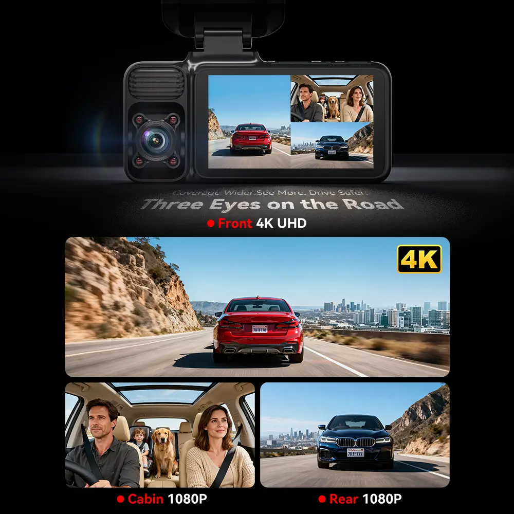 F17 3-Channel 4K 5G WiFi Dash Cam with Parking Monitor - Image 4