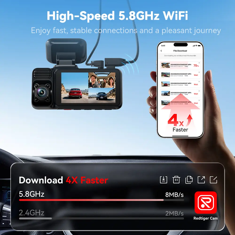 F17 3-Channel 4K 5G WiFi Dash Cam with Parking Monitor - Image 6