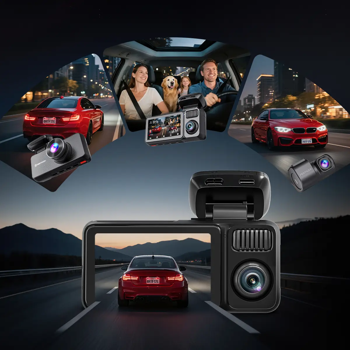 Redtiger F17 Elite 3-Channel 24/7 Ultra Color 4K+2.5K+1080P  Wifi6 Dash Cam