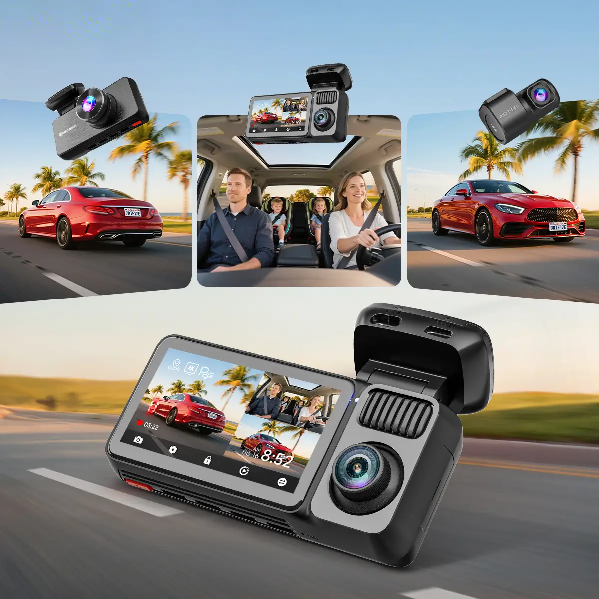 Redtiger F17 Elite 3-Channel 24/7 Ultra-Color 4K+2.5K+1080P Wifi6 Dash Cam