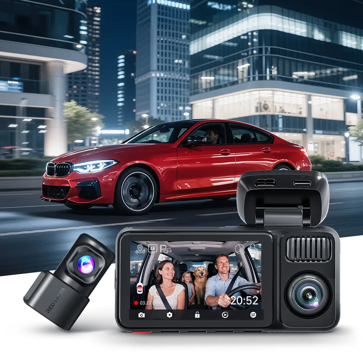 Redtiger F17 Elite 3 Channel Ultra Color 4K+2.5K+1080P Wifi-6 Dash Cam