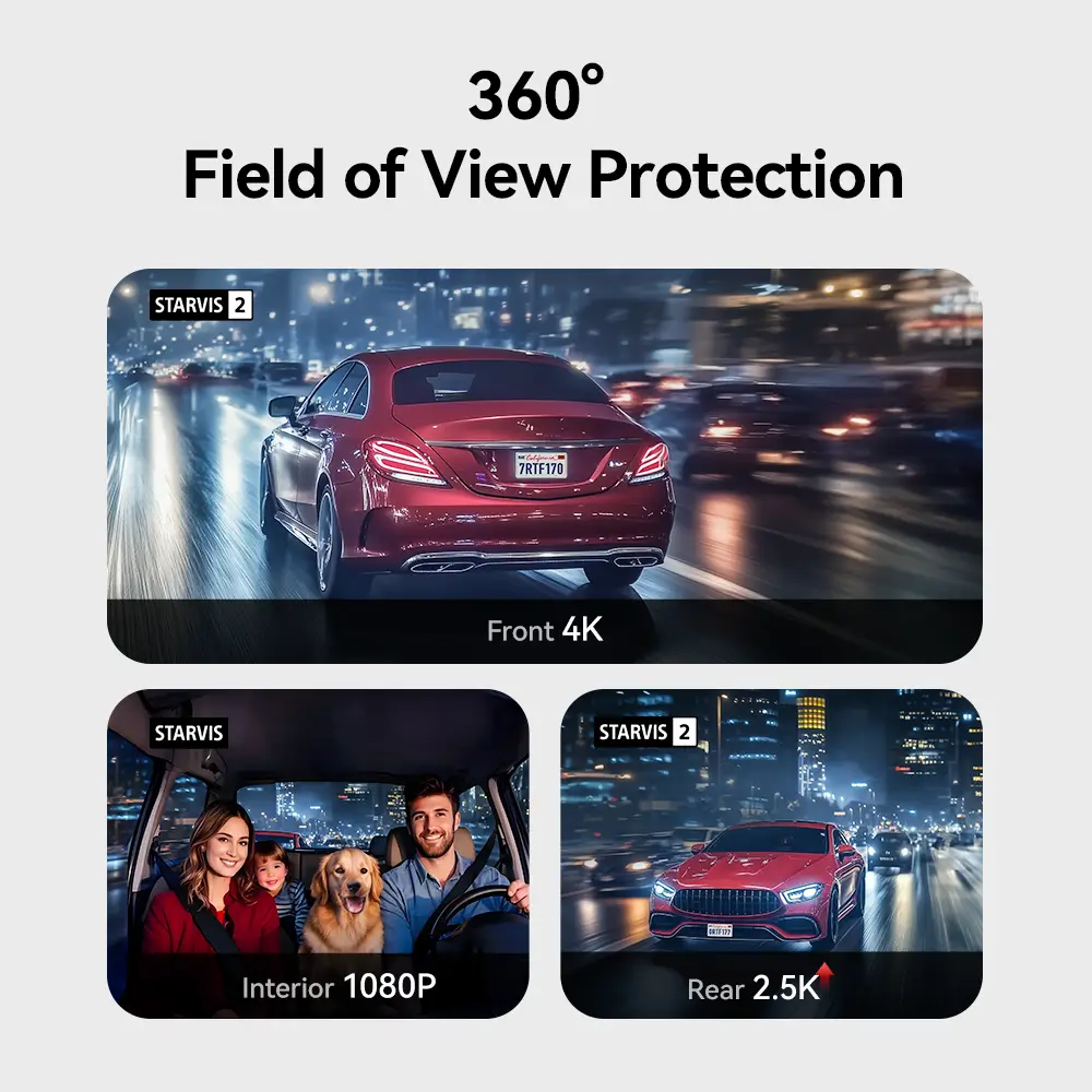 REDTIGER F17 Elite 4K 3 Channel Car Vlog Dash Cam Sony STARVIS 2 Dual HDR WIFI 6 Full Night Color - Image 3