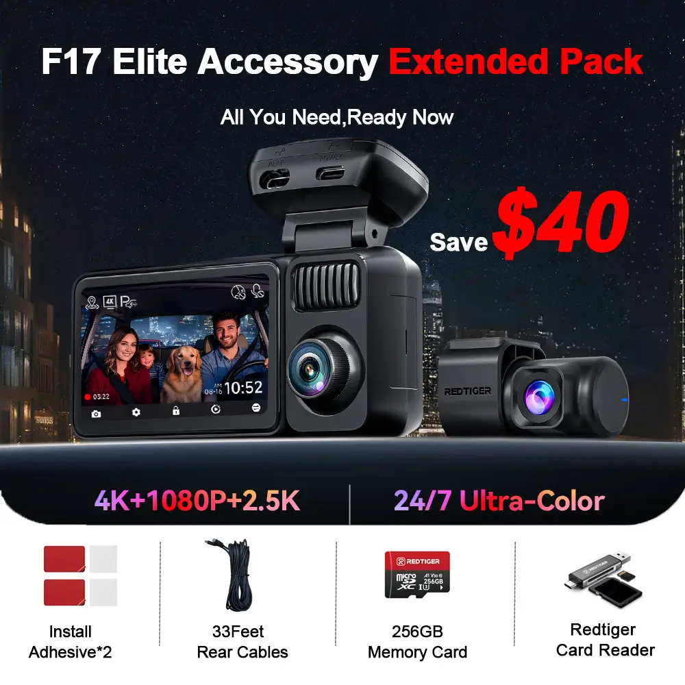 REDTIGER F17 Elite 4K 3 Channel Car Vlog Dash Cam Sony STARVIS 2 Dual HDR WIFI 6 Full Night Color - Image 8