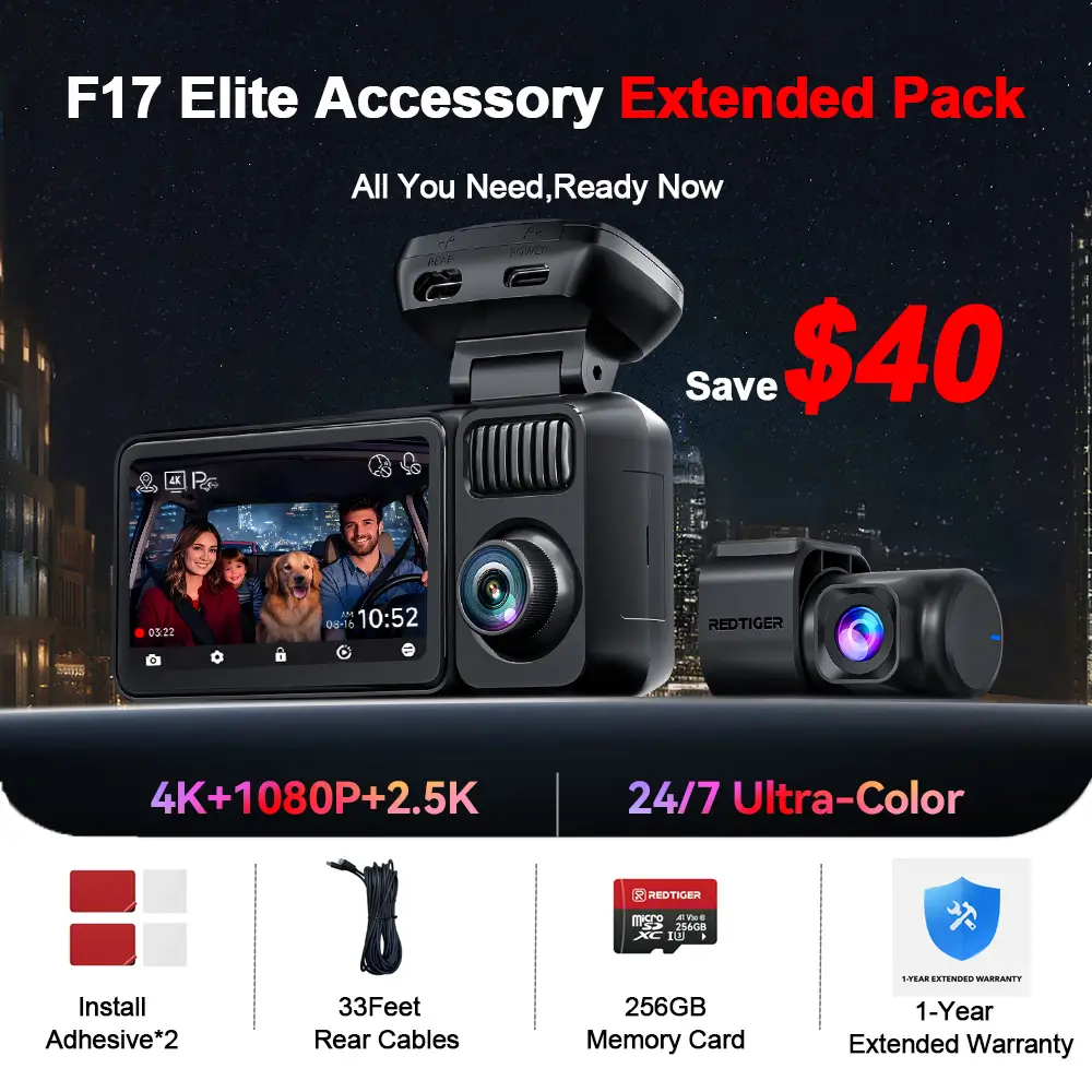 REDTIGER F17 Elite 4K 3 Channel Car Vlog Dash Cam Sony STARVIS 2 Dual HDR WIFI 6 Full Night Color - Image 10