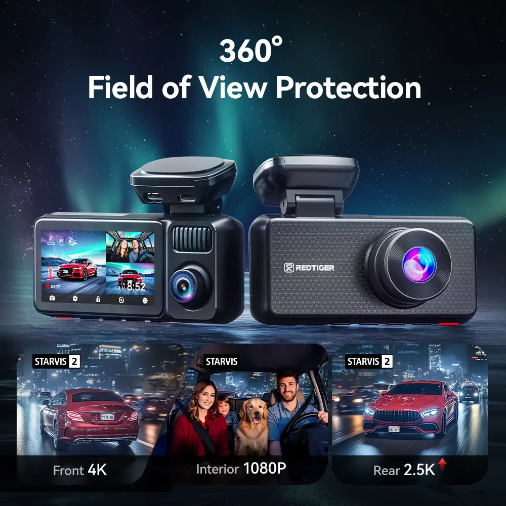 REDTIGER F17 Elite 4K 3 Channel Dash Cam Sony STARVIS 2 Dual HDR WIFI 6 Full Night Color-Refurbished - Image 3