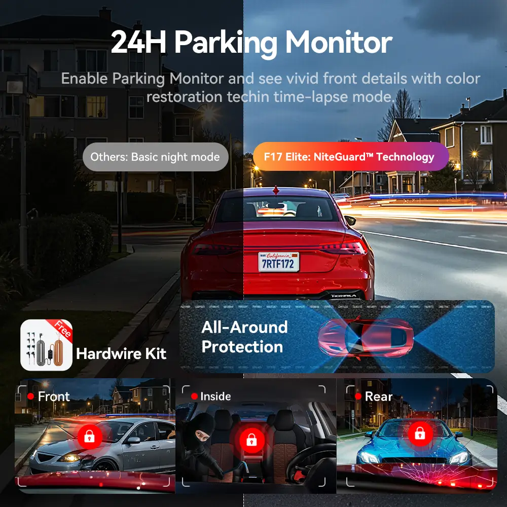 REDTIGER F17 Elite 4K 3 Channel Dash Cam Sony STARVIS 2 Dual HDR WIFI 6 Full Night Color-Refurbished - Image 6