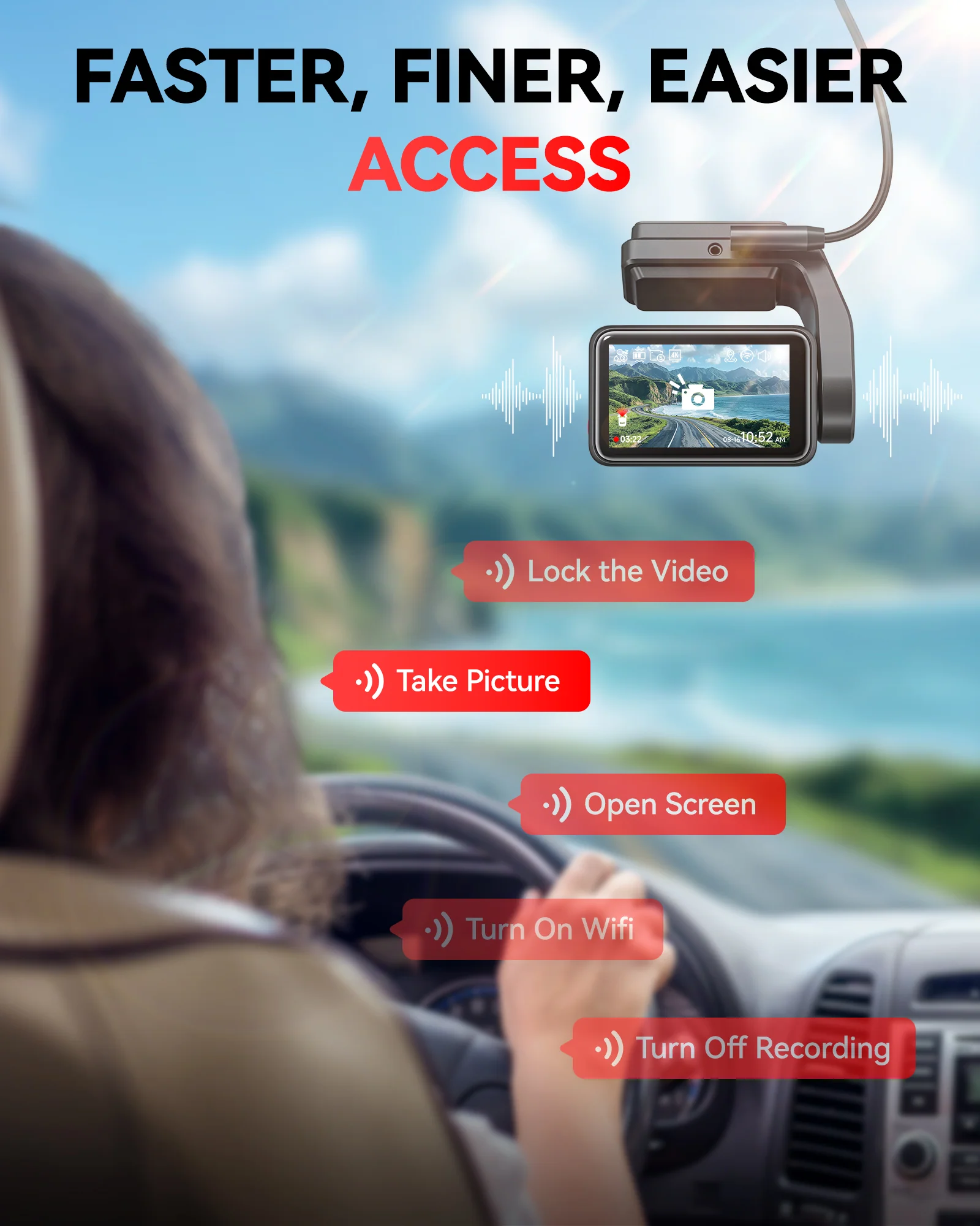 F4 4K Touchscreen Dash Cam with Voice Control - Image 3