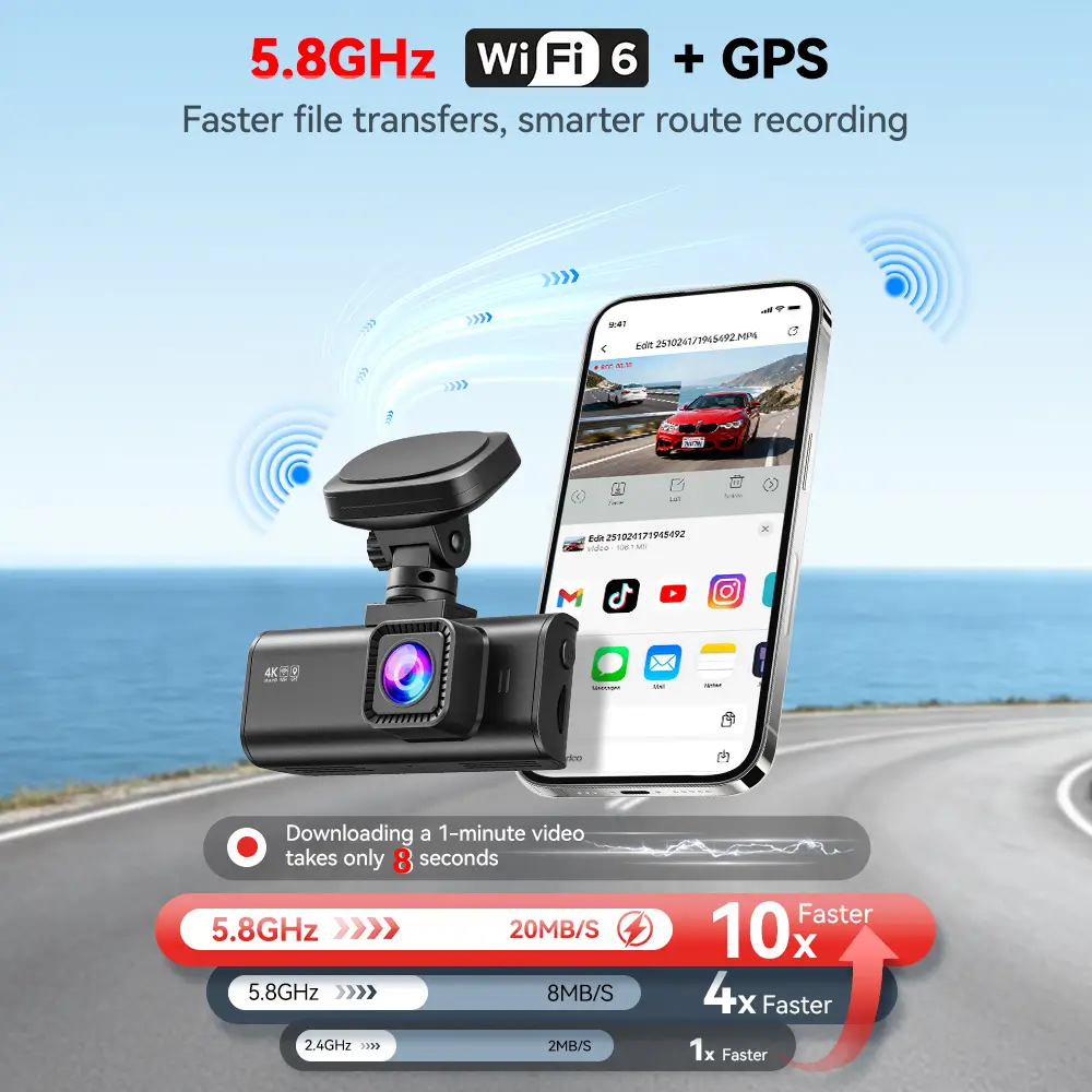 F7N 4K Dual Front and Rear Dash Cam with 64GB Card - Image 3
