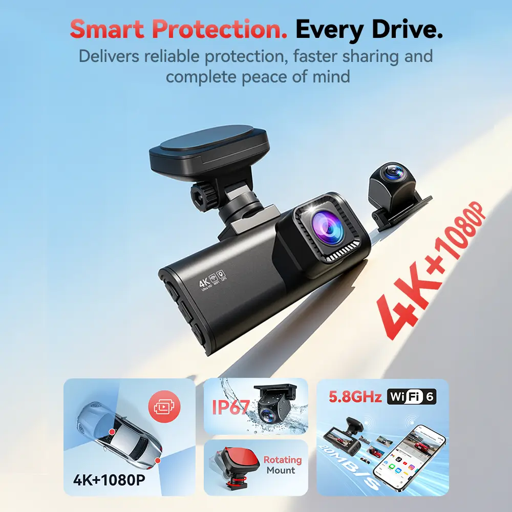 F7N 4K Dual Front and Rear Dash Cam with 64GB Card - Image 6
