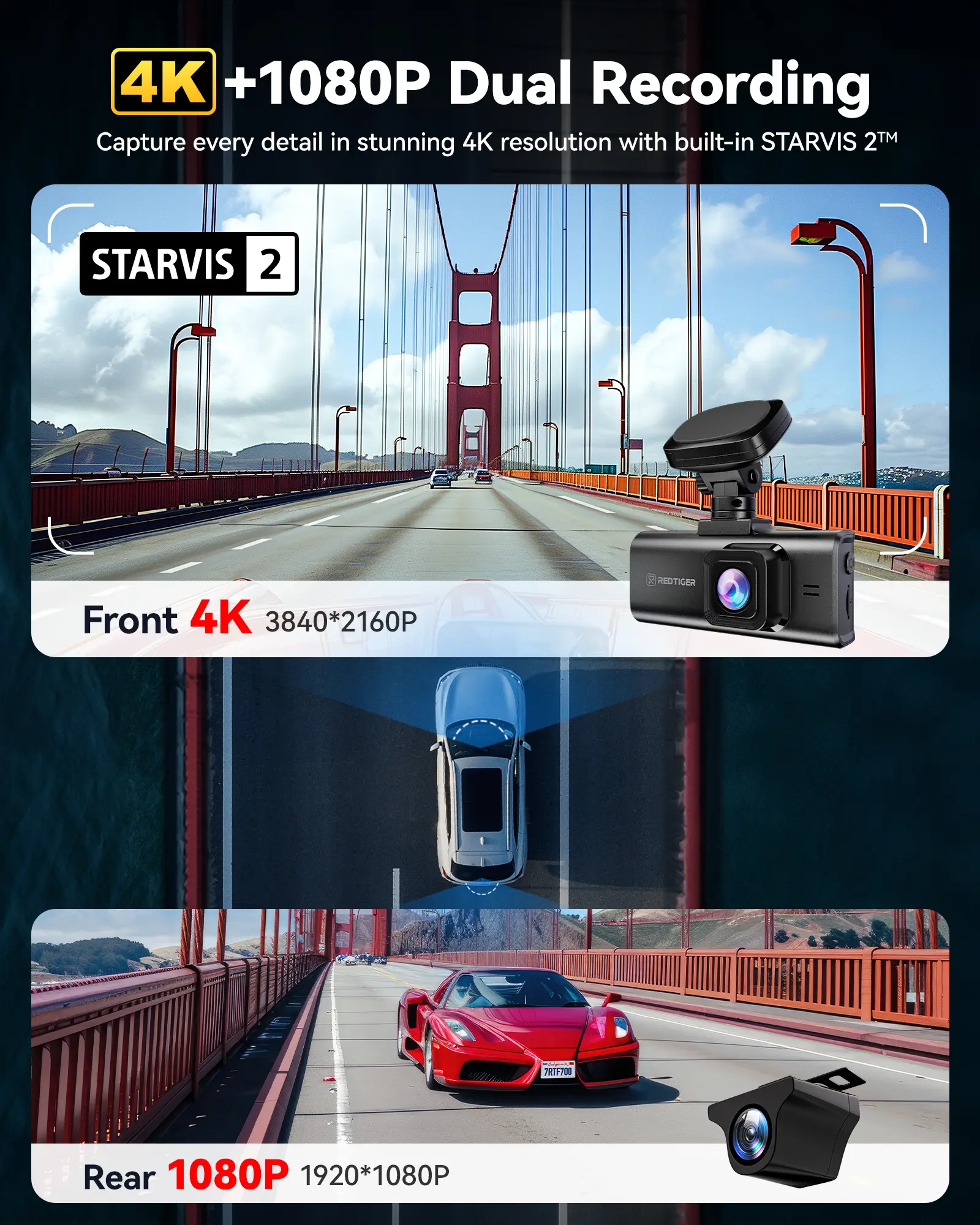 F7N Elite 4K Dual Dash Cam with Sony STARVIS 2 - Image 3