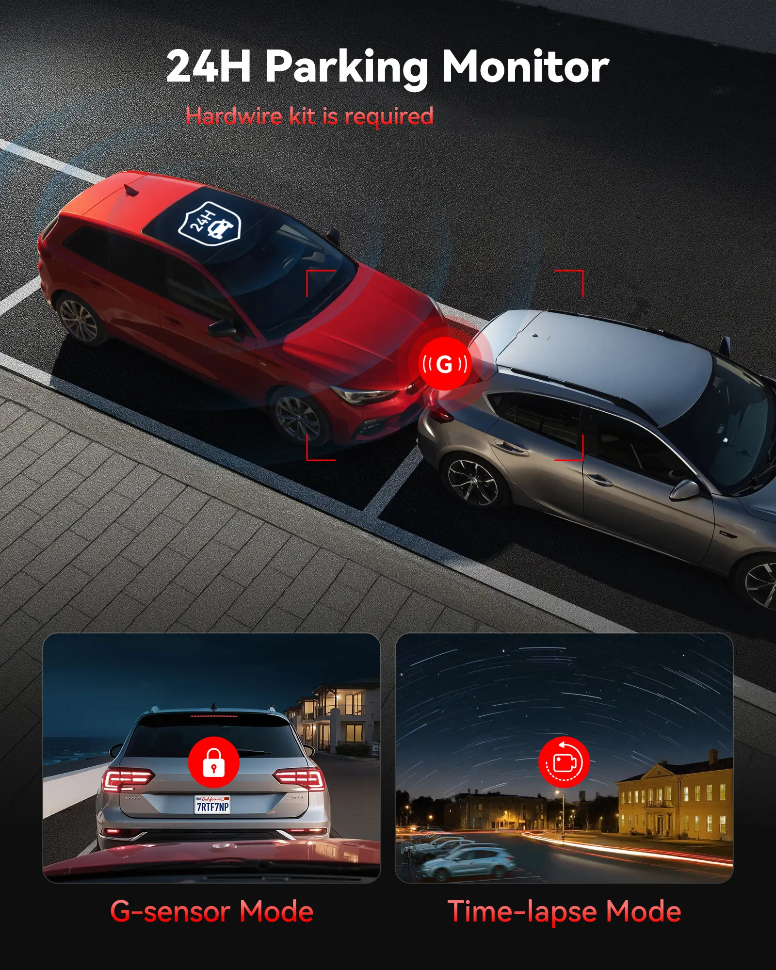 REDTIGER F7NP Dash Cam Front Rear, STARVIS 2 Sensor, 5.8GHz WiFi-20MB/s Fast Download, Dash Camera for Cars with GPS, WDR Night Vision, 170°Wide Angle, 24H Parking Mode - Image 9