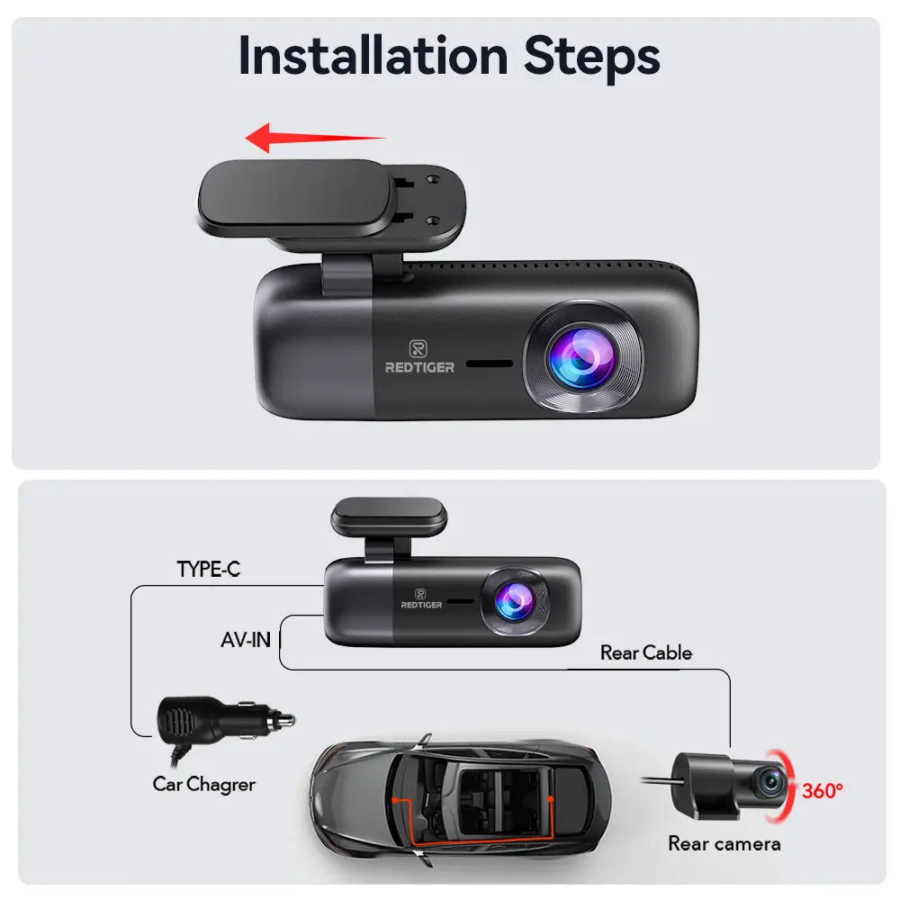 F9 4K Dual Front & Rear Mini Dash Cam with Night Vision - Image 10