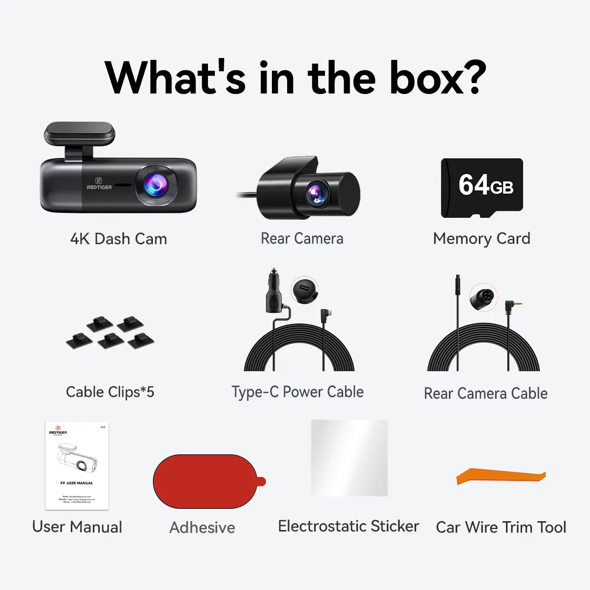 F9 4K Dual Front & Rear Mini Dash Cam with Night Vision - Image 11