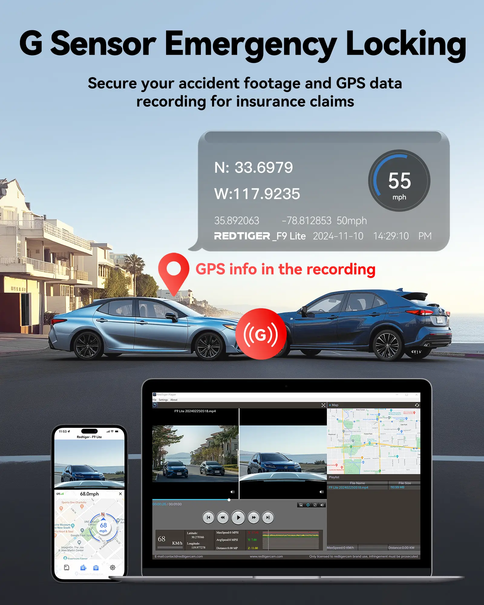 REDTIGER F9 Lite 4K ADAS Built-in WiFi GPS Night Vision Front Mini Dash Cam - Image 7