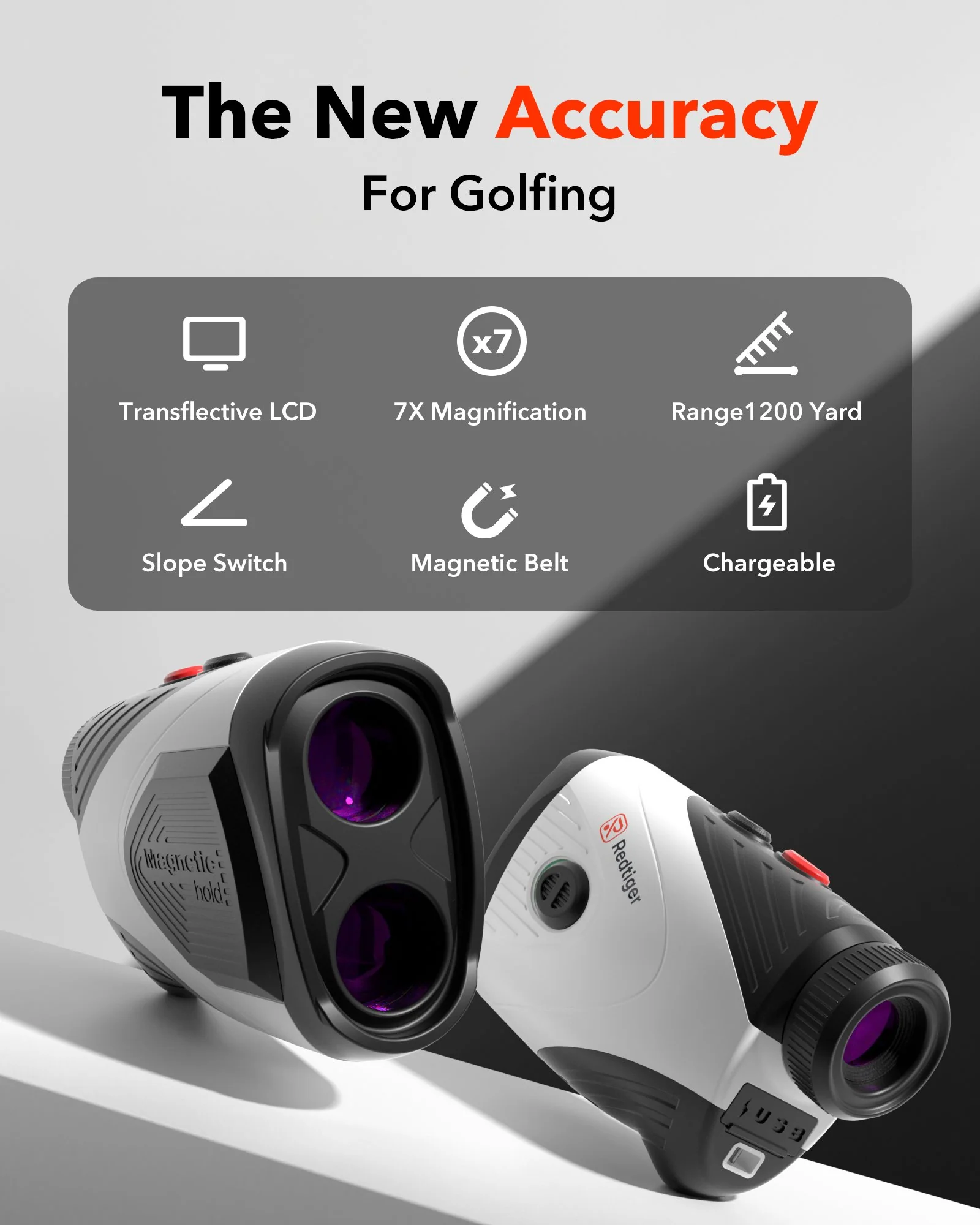 REDTIGER Golf Rangefinder with Slope, 1200 Yards Laser Range Finder Golfing, 7X Magnification - Image 4