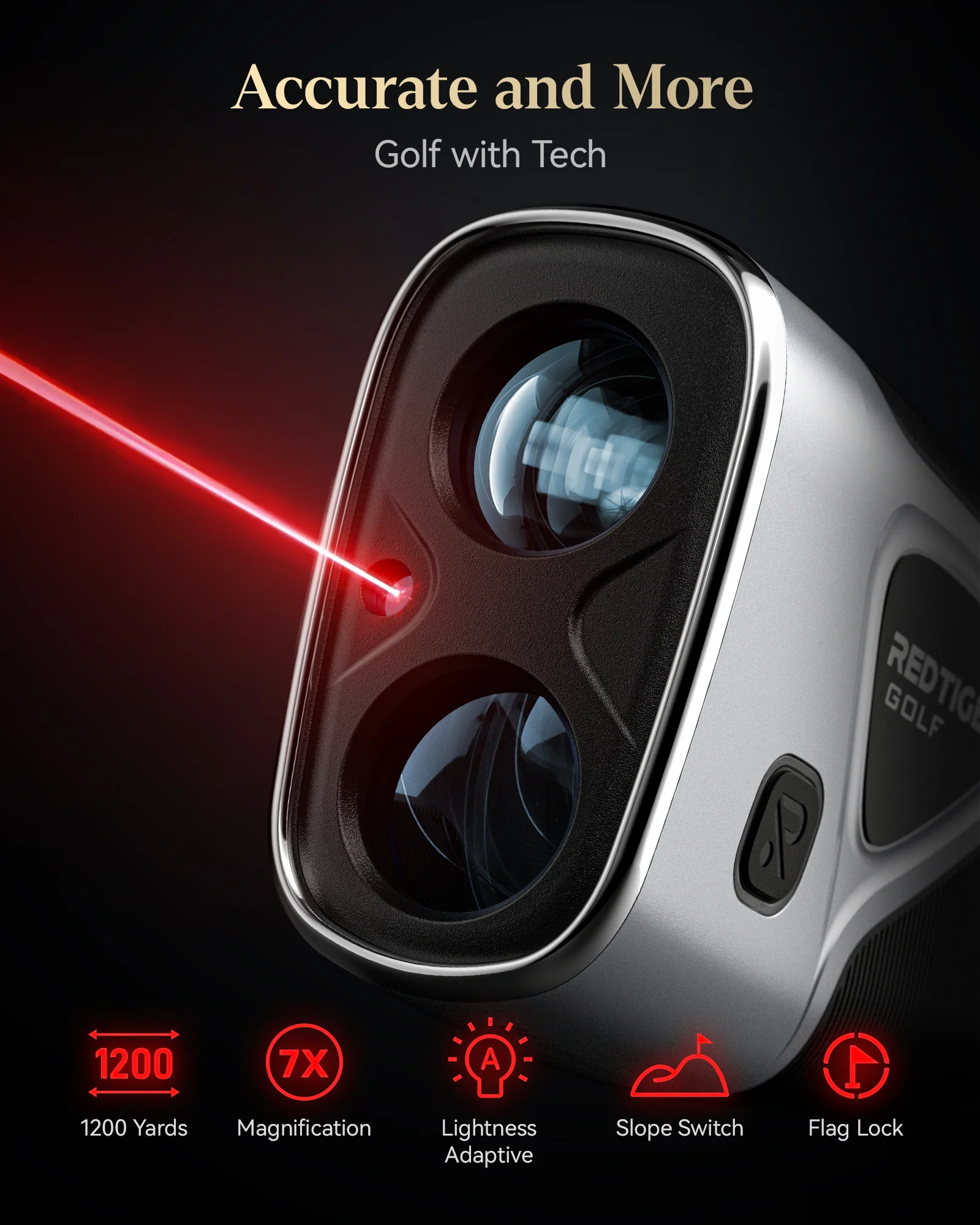 Redtiger Light-Adaptive Upgraded Laser Golf Rangefinder For 1200 Yards - Image 3