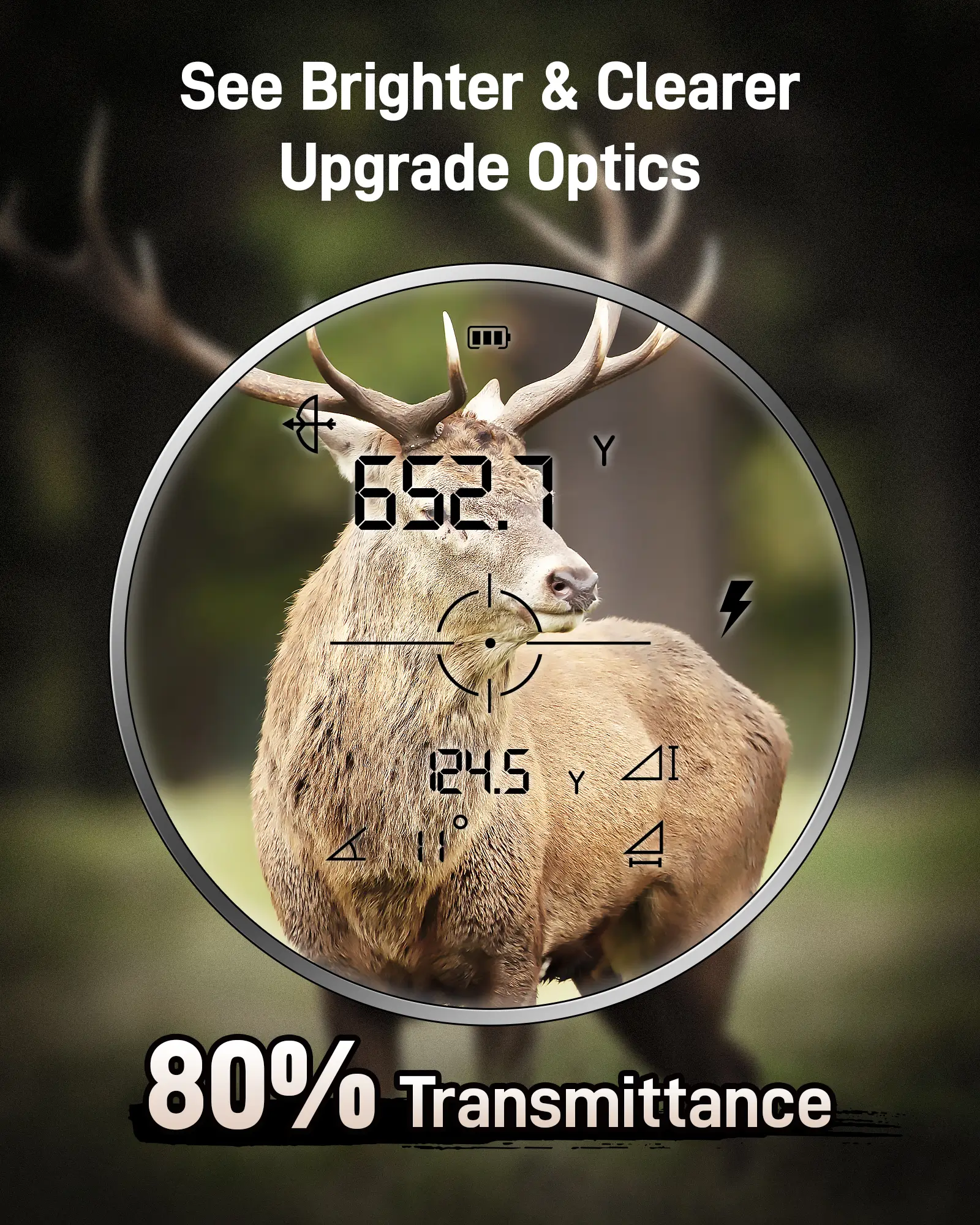 REDTIGER Range Finder for Hunting, 1600 Yards Laser rangefinder, 7X Magnification, Clearer and Accurate on Angle&Speed Measurement, Waterproof, Rechargeable for Bow Hunting, Shooting, Archery - Image 4
