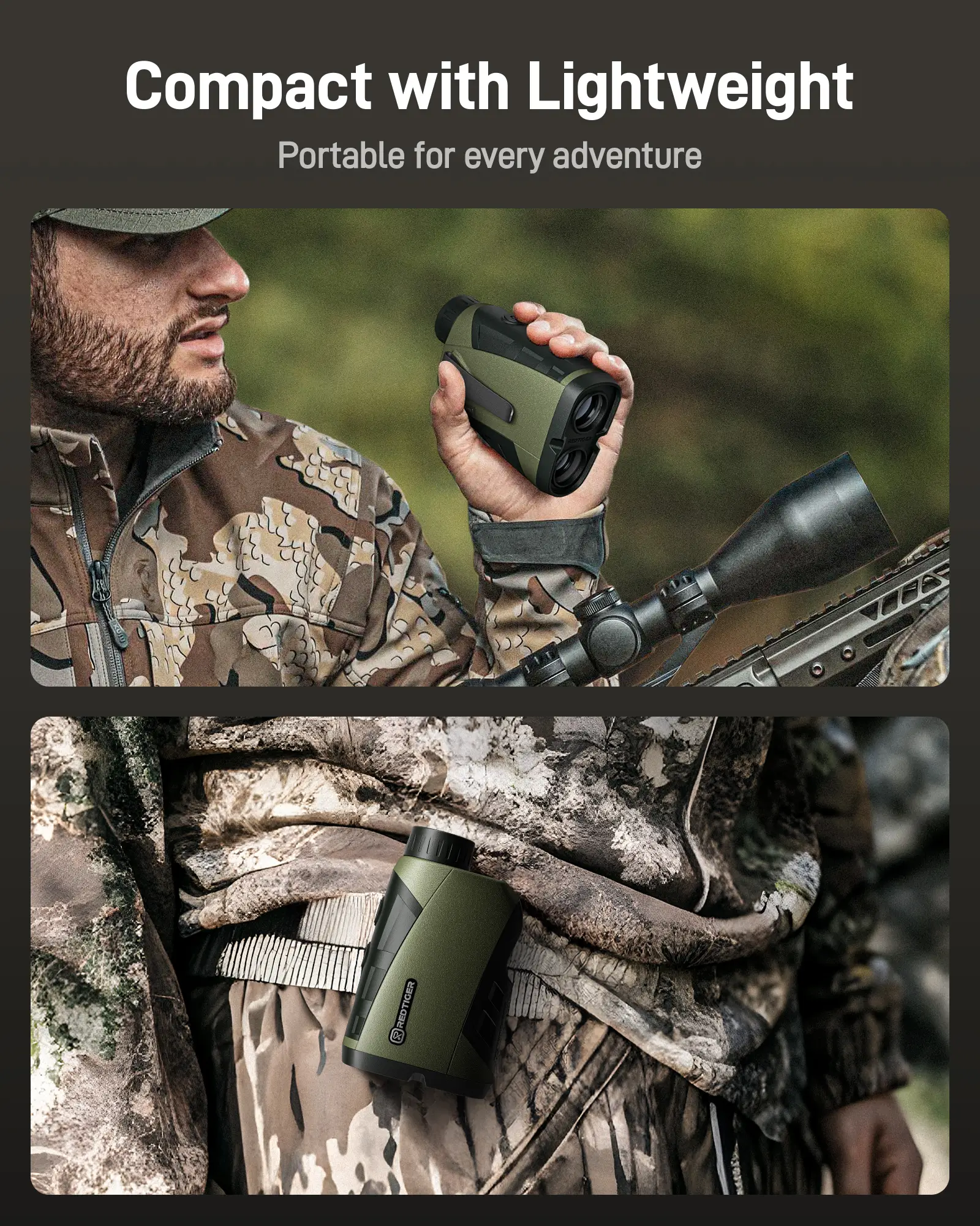 REDTIGER Range Finder for Hunting, 1600 Yards Laser rangefinder, 7X Magnification, Clearer and Accurate on Angle&Speed Measurement, Waterproof, Rechargeable for Bow Hunting, Shooting, Archery - Image 6