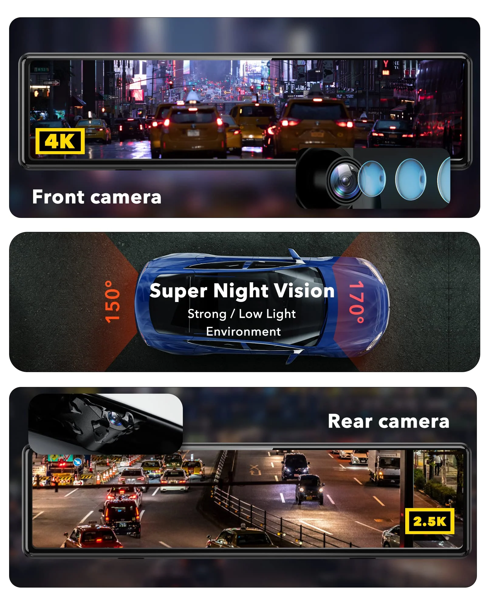 Redtiger T27 4K+2.5K Touchscreen Smart Parking Assist Dash Cam - Image 6