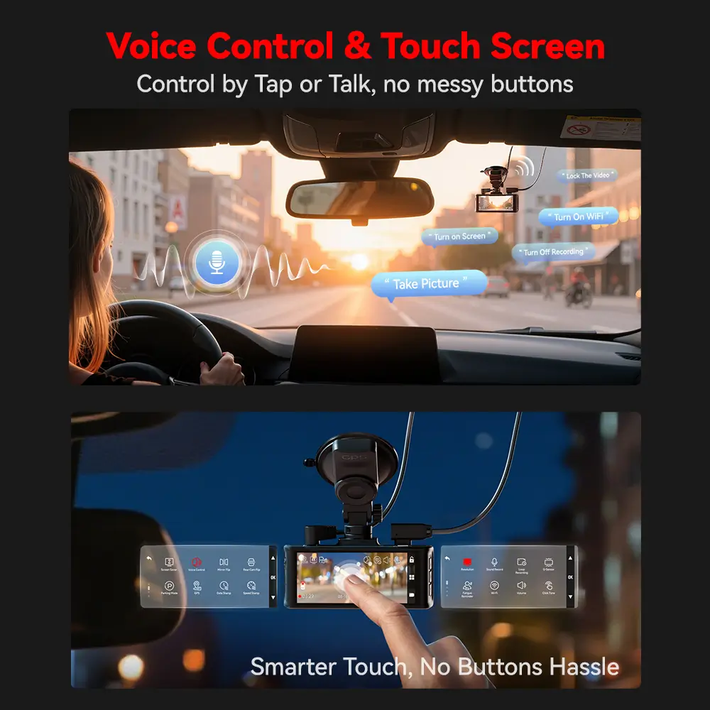Redtiger F7NT 4K Sony STARVIS 2 HDR WiFi 6 Touch Screen Voice Contral Dual Dash Cam - Image 5