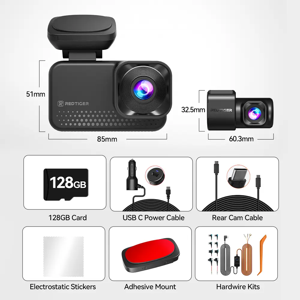 Redtiger ViewClear-70 4K Dual HDR 5.8Ghz WiFi-6 Super Night Vision Dual Dash Cam - Image 12