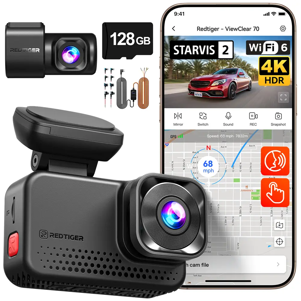 Redtiger ViewClear-70 4K Dual HDR 5.8Ghz WiFi-6 Super Night Vision Dual Dash Cam - Image 13