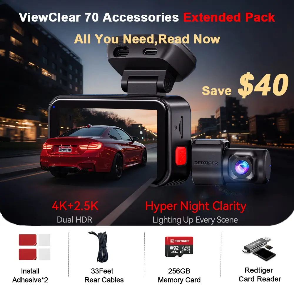 Redtiger ViewClear-70 4K Dual HDR 5.8Ghz WiFi-6 Super Night Vision Dual Dash Cam - Image 14