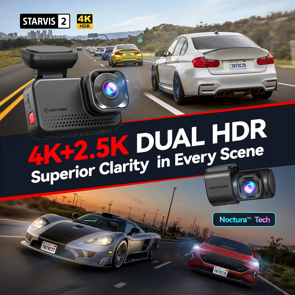Redtiger ViewClear-70 4K Dual HDR 5.8Ghz WiFi-6 Super Night Vision Dual Dash Cam - Image 3