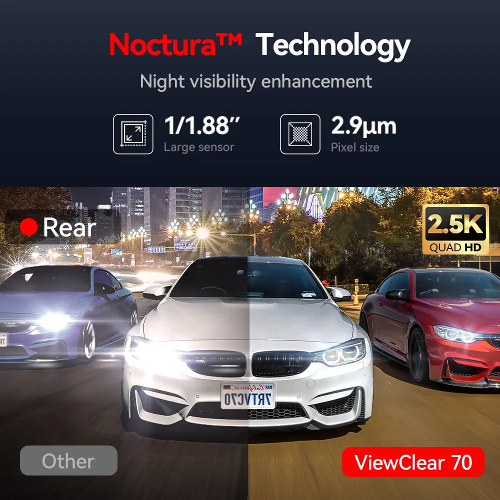 Redtiger ViewClear-70 4K Dual HDR 5.8Ghz WiFi-6 Super Night Vision Dual Dash Cam - Image 8